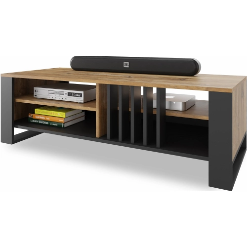 Szafka RTV III pod TV 145 cm lamele dąb Wotan nowoczesna loft